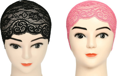 DCENT KRAFT Self Design, Floral Print Skull Cap Cap(Pack of 2)
