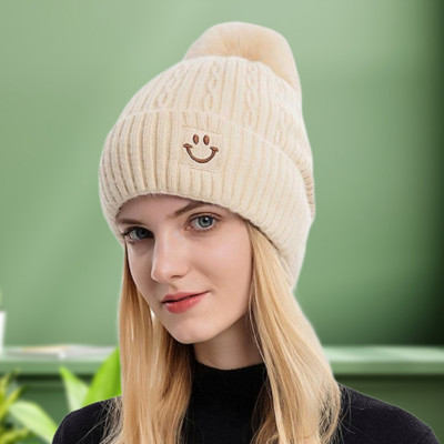 Highever Winter Woolen Warm Beanie (Fur Inside Soft Pompom on top) Winter caps for Women Beanie Cap