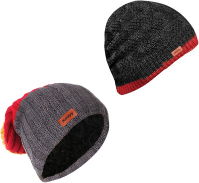 Knotyy Solid Beanie Cap(Pack of 2)