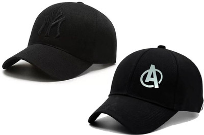 blutech Embroidered, Self Design, Solid Sports/Regular Cap Cap(Pack of 2)