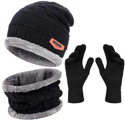 vactly Checkered, Solid, Striped, Woven Monkey Cap Cap(Pack of 3)