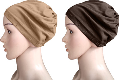 MEHAR Embellished Beanie Cap(Pack of 2)