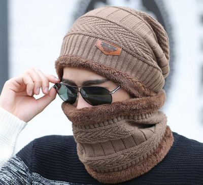 AlexVyan Solid, Self Design Beanie Cap