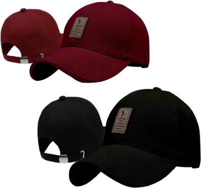 VIRAT Applique, Self Design Sports/Regular Cap Cap(Pack of 2)