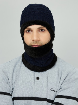 KVETOO Self Design Beanie Cap(Pack of 2)