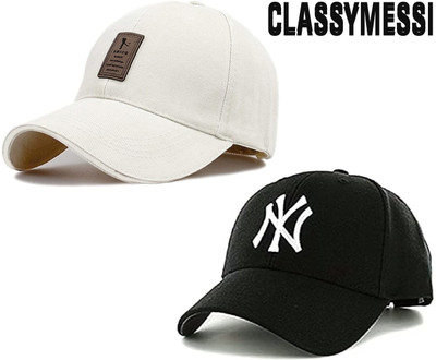 CLASSYMESSI Solid, Self Design, Embroidered Sports/Regular Cap Cap(Pack of 2)