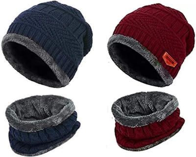 QinPin Woven Beanie Cap(Pack of 2)