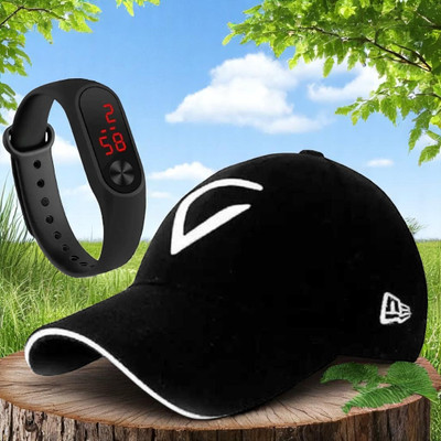 YES TAG Solid, Self Design, Embroidered Sports/Regular Cap Cap(Pack of 2)