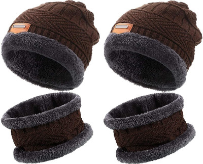 NS Fasion Self Design Beanie Cap(Pack of 2)