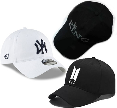CLASSYMESSI Solid, Self Design, Embroidered Sports/Regular Cap Cap(Pack of 3)