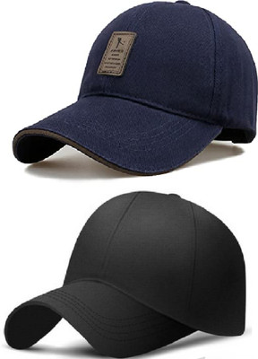 qkru Applique, Solid, Self Design Sports/Regular Cap Cap(Pack of 2)