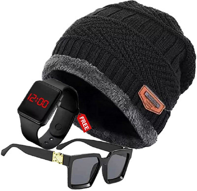 FLEXCY Beanie Cap(Pack of 3)