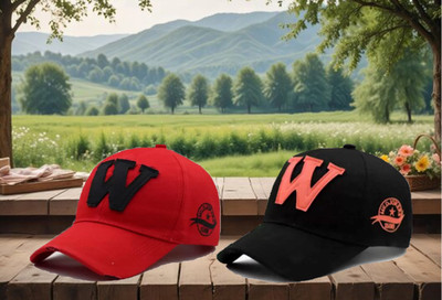 CLASSYMESSI Solid, Self Design, Embroidered Sports/Regular Cap Cap(Pack of 2)