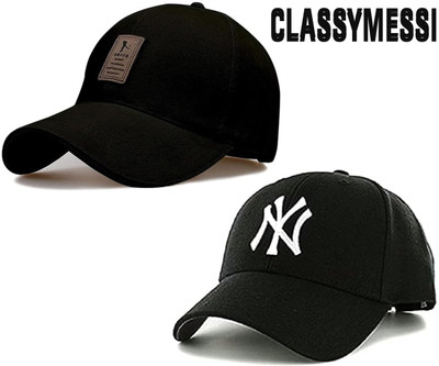 CLASSYMESSI Solid, Self Design, Embroidered Sports/Regular Cap Cap(Pack of 2)