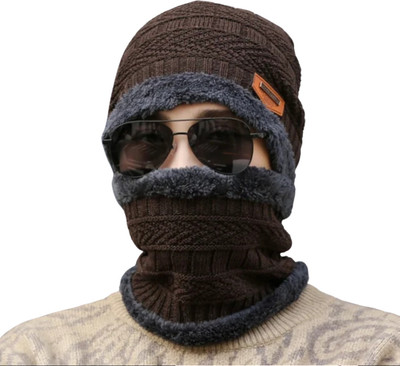 EDENSCOPE Woven, Solid, Self Design Skull Cap Cap(Pack of 2)