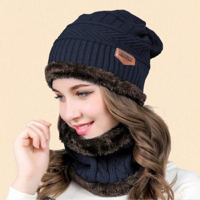 GLAMHOOD Self Design Beanie Cap(Pack of 2)