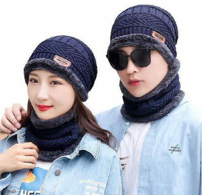 STYLE ACADEMY Solid Skull Cap Cap(Pack of 2)
