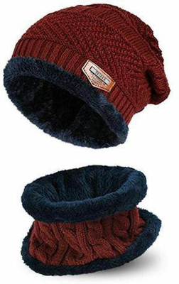 Rigzy Self Design Beanie Cap(Pack of 2)