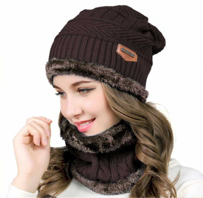 KRISHNA Self Design Beanie Cap(Pack of 2)