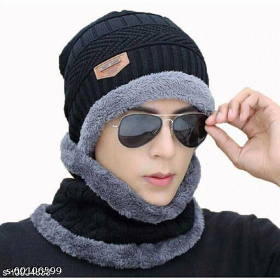 vactly Checkered, Solid, Striped, Woven Monkey Cap Cap(Pack of 2)