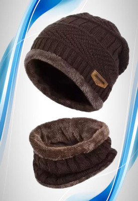 CLASSYMAESSI Self Design Beanie Cap(Pack of 2)
