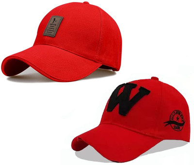 CLASSYMESSI Solid, Self Design, Embroidered Sports/Regular Cap Cap(Pack of 2)