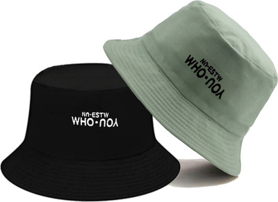 Jamont Unisex Bucket Hat Beach Sun Hat Fishing Hat Reversible Double-Side-Wear(Green, Pack of 1)