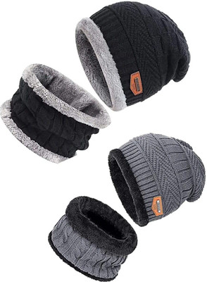 Chitransh Solid Beanie Cap(Pack of 3)