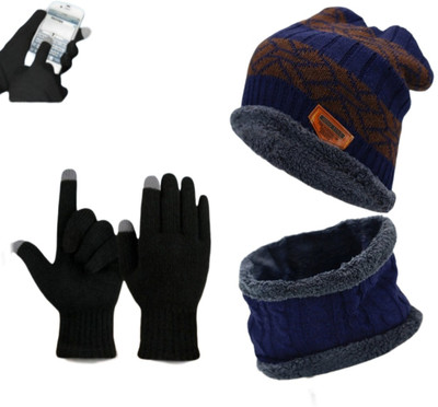 Moderic Solid Beanie Cap(Pack of 3)