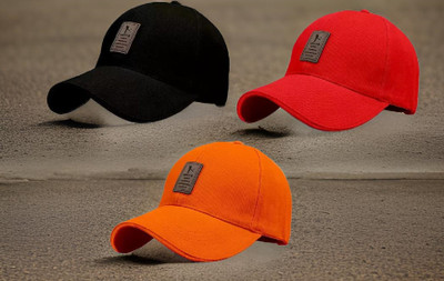 FD FLORIDA Solid, Self Design Sports/Regular Cap Cap(Pack of 3)