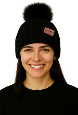 AlexVyan Self Design, Woven, Solid Beanie Cap