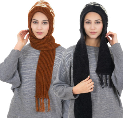 AMOLDO Printed Beanie Cap(Pack of 2)