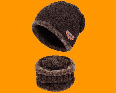 Mom Enterprises Self Design Beanie Cap(Pack of 2)