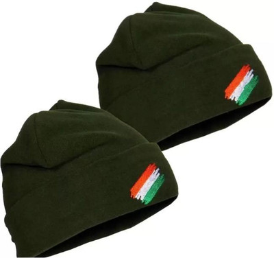 FlyKnitwears Embroidered Beanie Cap(Pack of 2)