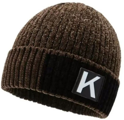 HOZIE Woven, Self Design, Solid Beanie Cap