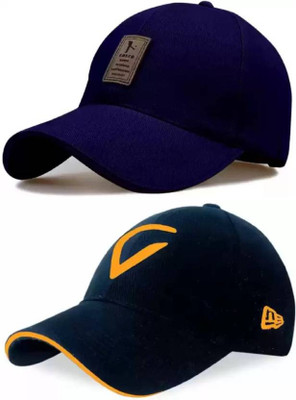 b for u Self Design, Solid, Embroidered Sports/Regular Cap Cap(Pack of 2)