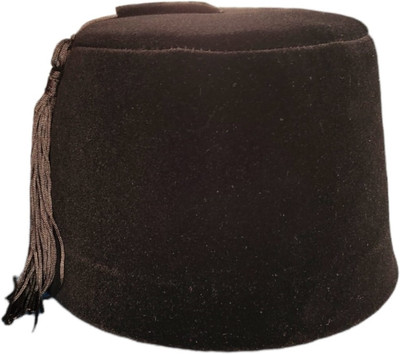 SHIMZAN Mirza Ghalib Cap - Black Turkey Fez Hat,Traditional Headwear (Valvet, Size 56) Striped Skull Cap Cap