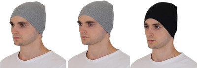 Atabz Solid Skull Cap Cap(Pack of 3)