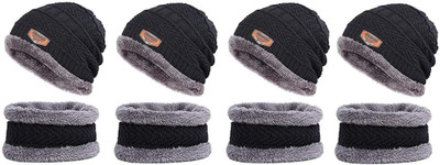 ZACHARIAS Solid Beanie Cap(Pack of 4)
