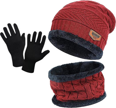 Trustizen Self Design Beanie Cap(Pack of 4)
