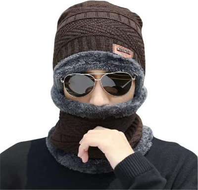 GUNGUN Self Design Beanie Cap(Pack of 2)