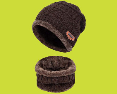 SPOWEARY Self Design Beanie Cap(Pack of 2)