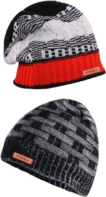 Knotyy Solid Beanie Cap(Pack of 2)