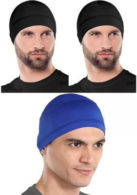 plutoprom Outdoor Essentials Skull Cap for Running, Skiing, Cycling,Fits Under Helmets Solid Skull Cap Cap(Pack of 3)