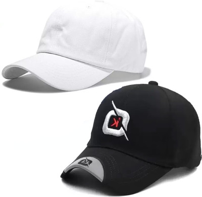 cap world Solid, Self Design, Embroidered Sports/Regular Cap Cap(Pack of 2)