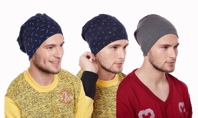 VIMAL JONNEY Printed Beanie Cap(Pack of 3)