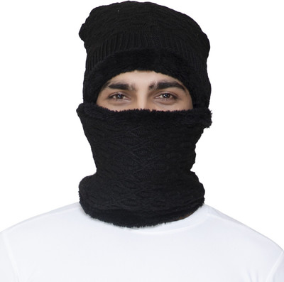 Dcmr Woven, Solid, Self Design Beanie Cap(Pack of 2)