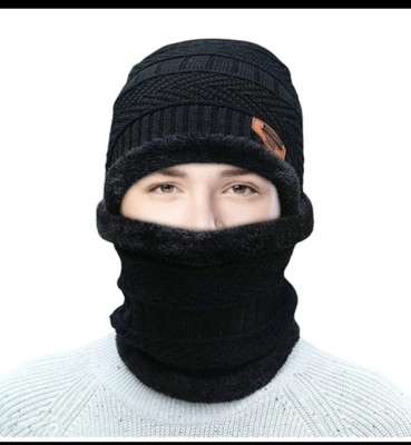 EMPOISON Solid, Woven, Self Design Skull Cap Cap
