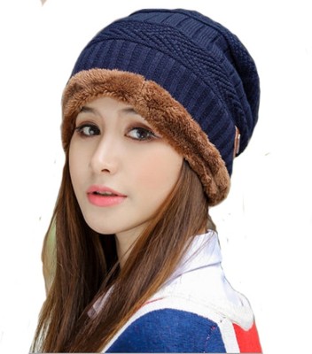 Frackson Solid, Self Design, Woven Beanie Cap