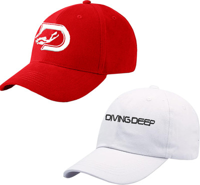 Diving deep Embroidered Sports/Regular Cap Cap(Pack of 2)